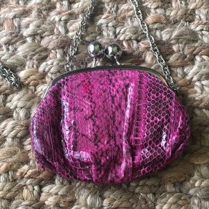 Genuine Eel Skin Fuchsia Crossbody Bag